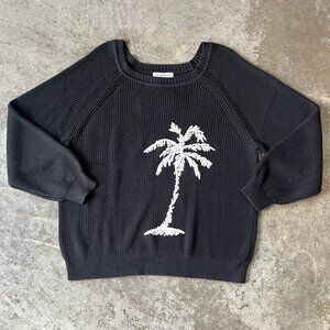 Tommy Bahama Breezy Palm Crew Pullover Knit Sweater Black NWT XL Knit Cotton